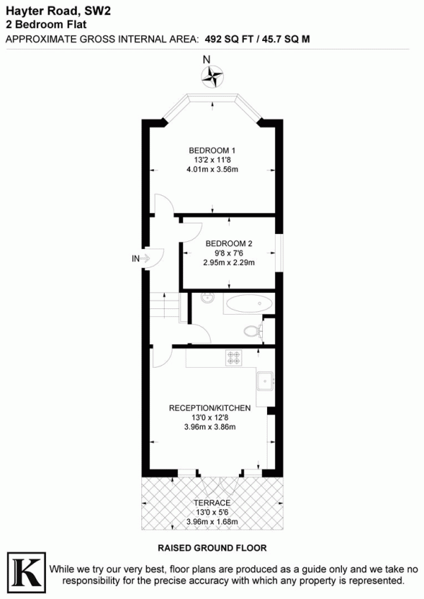 Floor Plan for 2 Bedroom Flat for Sale in Hayter Road, SW2, SW2, 5AR -  &pound450,000