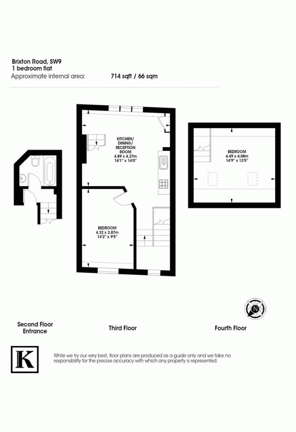 Floor Plan Image for 2 Bedroom Flat to Rent in Brixton Road, London