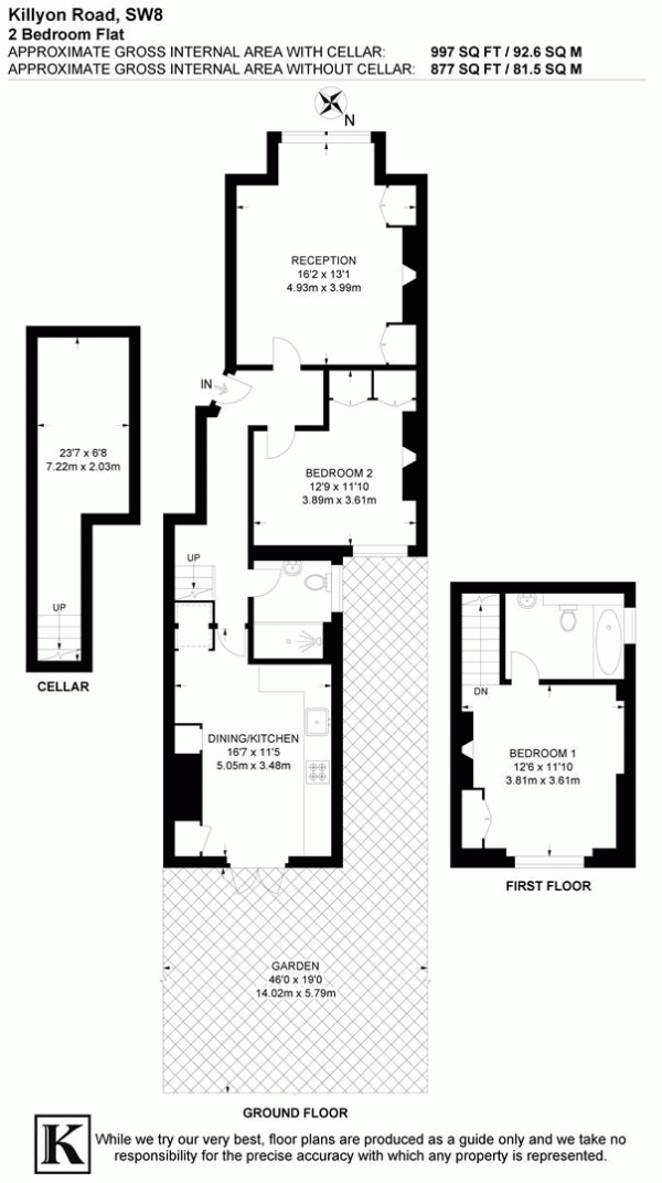 Floor Plan for 2 Bedroom Flat for Sale in Killyon Road, SW8, SW8, 2XT -  &pound725,000