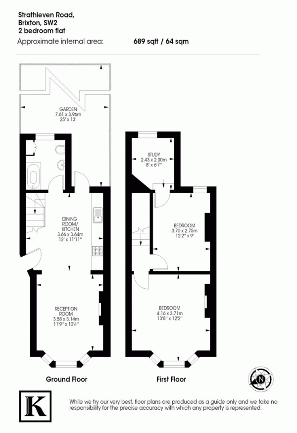 Floor Plan Image for 2 Bedroom Maisonette to Rent in Strathleven Road, London