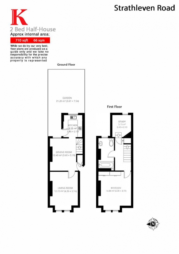 Floor Plan for 2 Bedroom Terraced House to Rent in Strathleven Road, SW2, SW2, 5JS - £475  pw | £2058 pcm