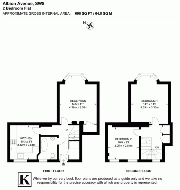 Floor Plan for 2 Bedroom Flat for Sale in Albion Avenue, SW8, SW8, 2AP -  &pound450,000