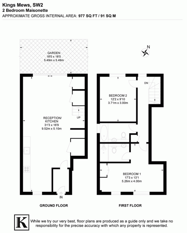 Floor Plan for 2 Bedroom Maisonette for Sale in Kings Mews, SW2, SW2, 5PR -  &pound775,000