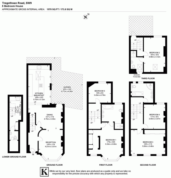 Floor Plan for 5 Bedroom Property for Sale in Tregothnan Road, SW9, SW9, 9LB - Offers Over &pound1,350,000