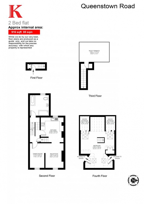 Floor Plan Image for 1 Bedroom Flat to Rent in Queenstown Road, SW8