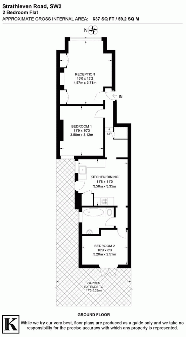 Floor Plan Image for 2 Bedroom Flat for Sale in Strathleven Road, SW2