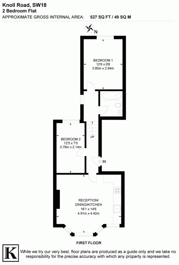 Floor Plan Image for 2 Bedroom Flat for Sale in Knoll Road, SW18