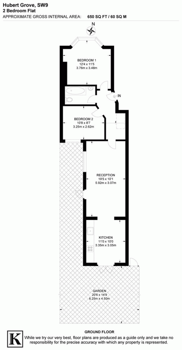 Floor Plan Image for 2 Bedroom Flat for Sale in Hubert Grove, SW9