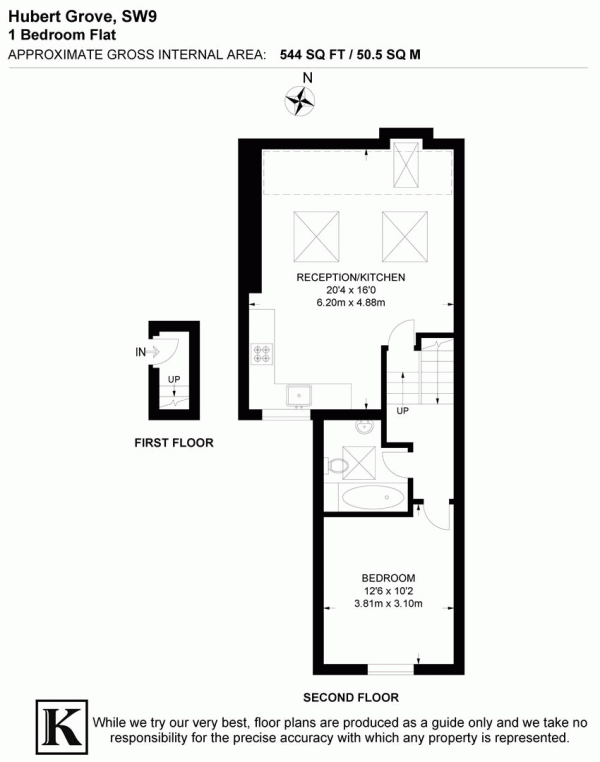 Floor Plan Image for 1 Bedroom Flat for Sale in Hubert Grove, SW9