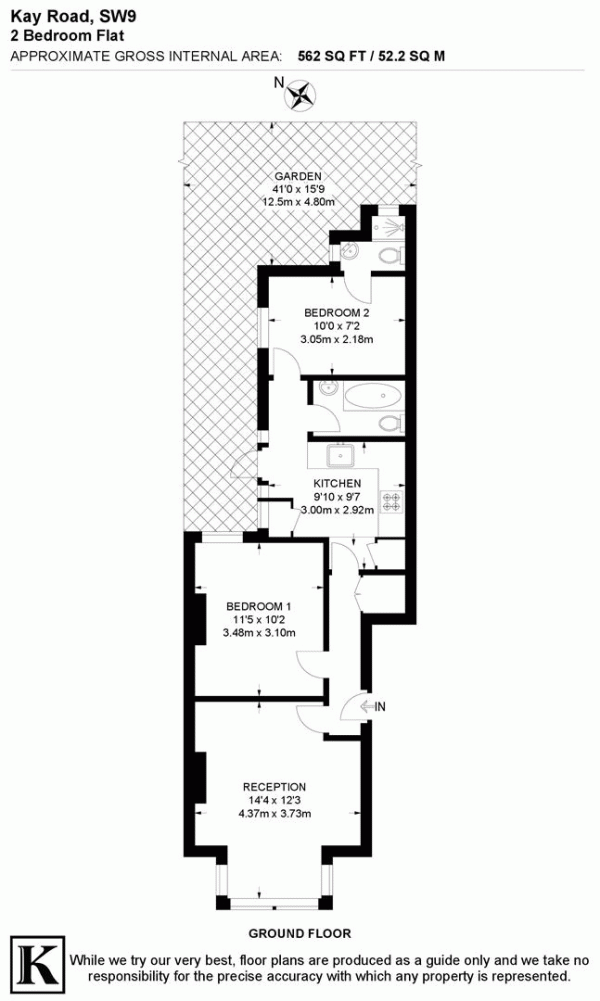 Floor Plan Image for 2 Bedroom Flat for Sale in Kay Road, SW9