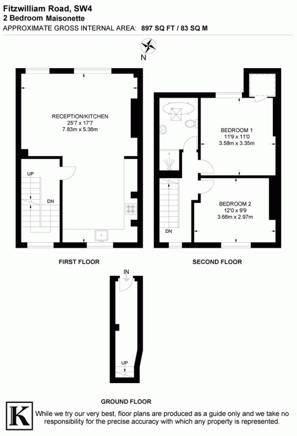 Floor Plan Image for 2 Bedroom Maisonette for Sale in Fitzwilliam Road, SW4