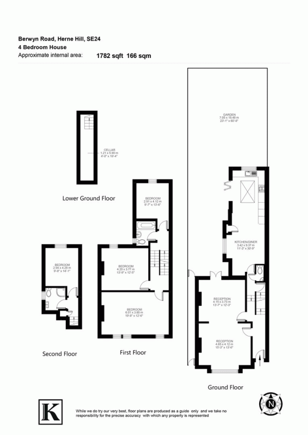 Floor Plan Image for 4 Bedroom Property for Sale in Berwyn Road, SE24