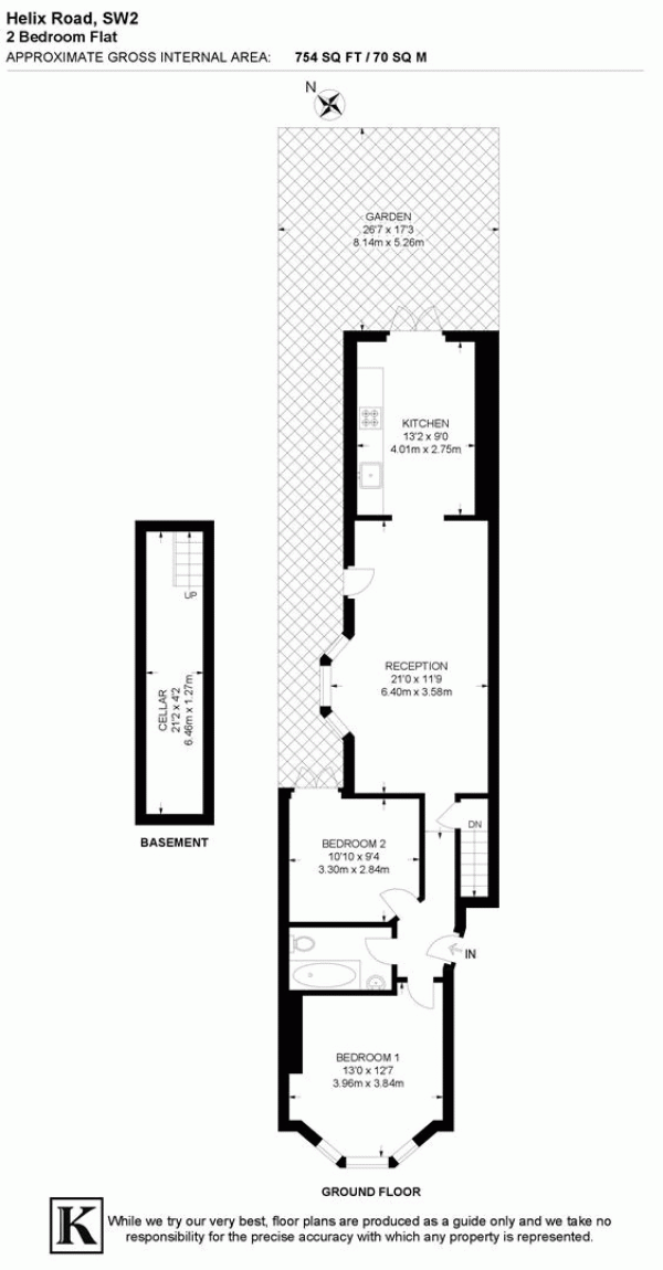 Floor Plan Image for 2 Bedroom Flat for Sale in Helix Road, SW2