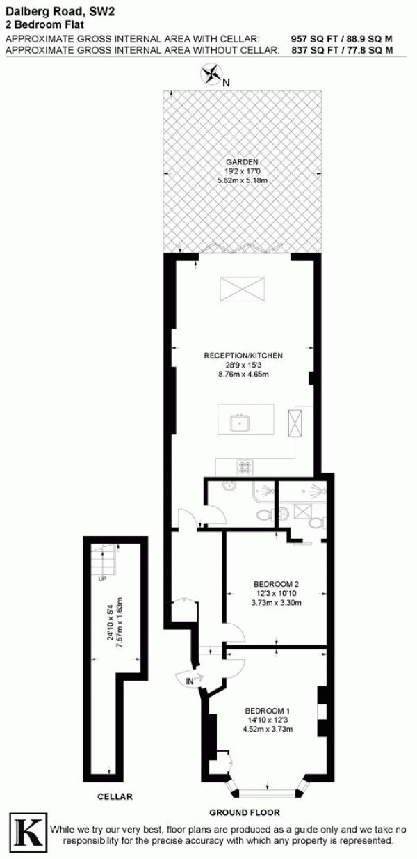 Floor Plan Image for 2 Bedroom Flat for Sale in Dalberg Road, SW2