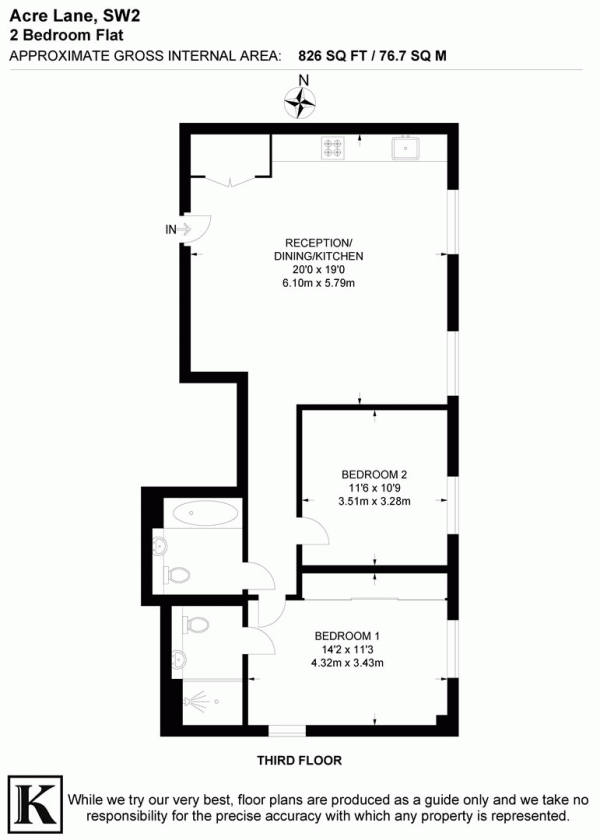 Floor Plan Image for 2 Bedroom Flat for Sale in Acre Lane, SW2