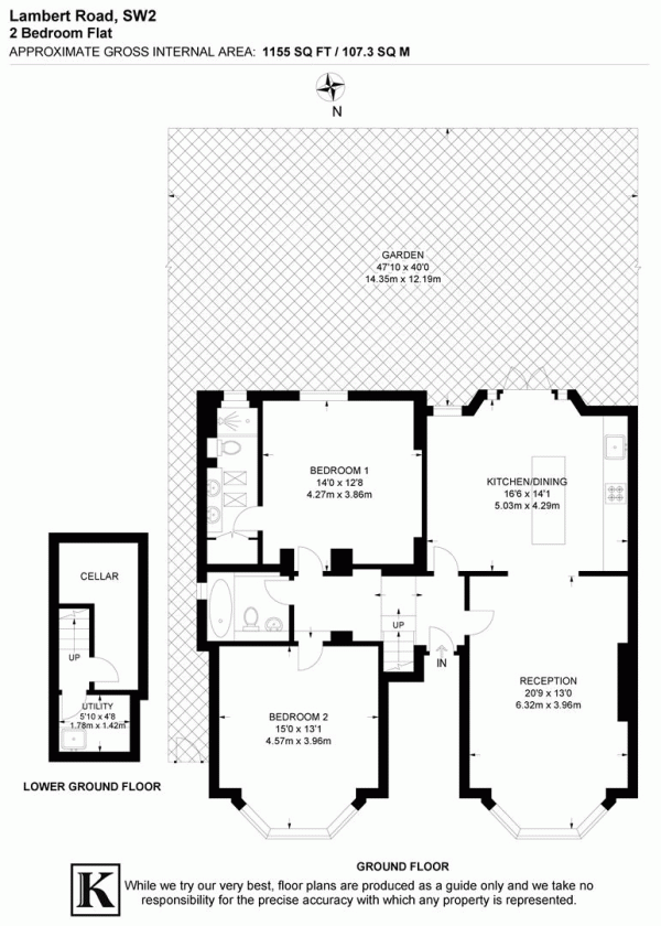 Floor Plan Image for 2 Bedroom Flat for Sale in Lambert Road, SW2