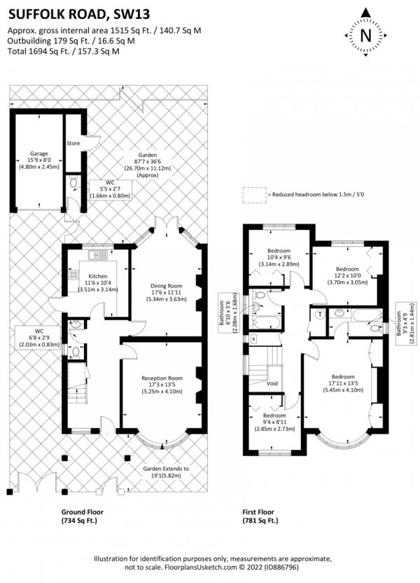 Floor Plan for 4 Bedroom Detached House for Sale in Suffolk Road, SW13, 9NA -  &pound2,000,000