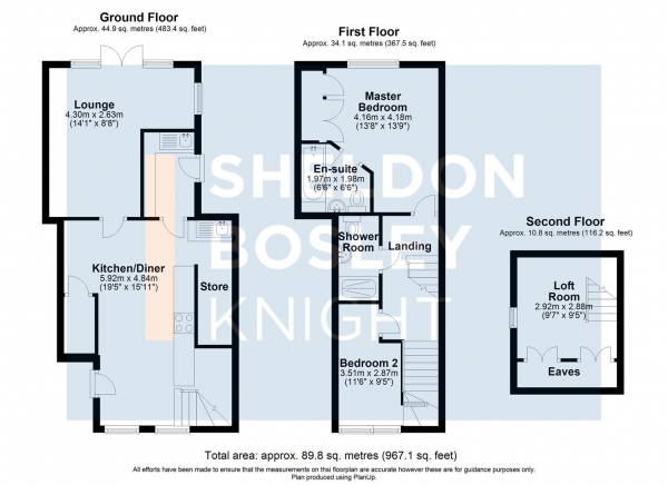 Floor Plan Image for 2 Bedroom End of Terrace House for Sale in West End, Cleeve Prior, Evesham