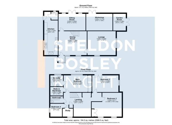 Floor Plan Image for 4 Bedroom Property for Sale in East Side, North Littleton, Evesham