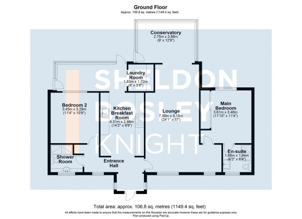 Floor Plan Image for 2 Bedroom Detached Bungalow for Sale in Hidcote Road, Ebrington, Chipping Campden