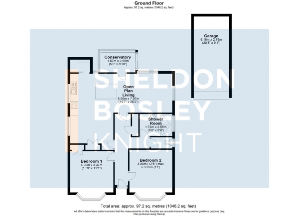 Floor Plan Image for 2 Bedroom Bungalow for Sale in Blacksmiths Lane, South Littleton, Evesham