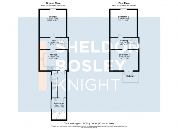 Floor Plan Image for 2 Bedroom Flat for Sale in High Street, Evesham