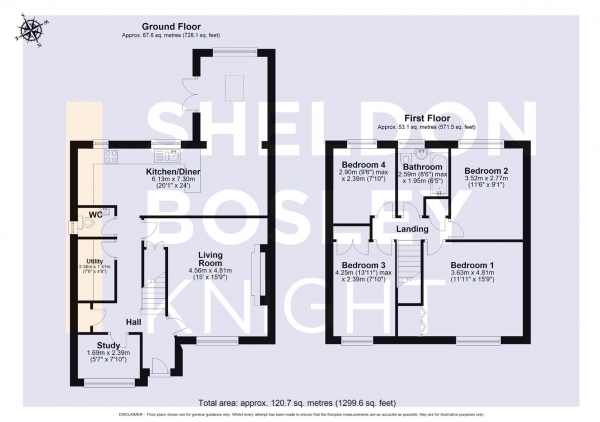 Floor Plan Image for 4 Bedroom Detached House for Sale in Foxglove Close, Evesham