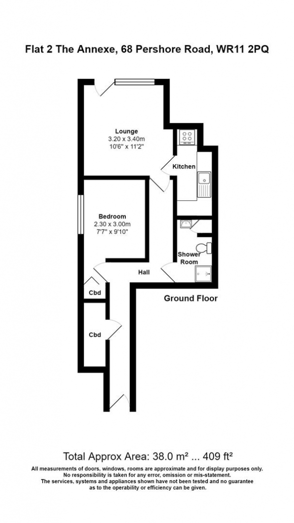 Floor Plan Image for 1 Bedroom Flat to Rent in Pershore Road, Hampton