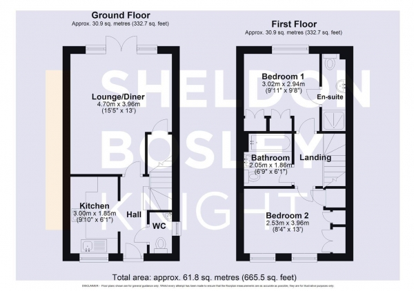 Floor Plan Image for 2 Bedroom Semi-Detached House to Rent in Fallow Field, Honeybourne