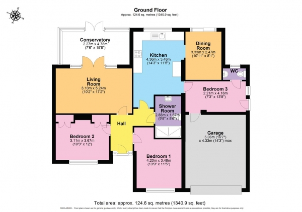 Floor Plan Image for 3 Bedroom Detached Bungalow to Rent in Lenchwick, Worcestershire