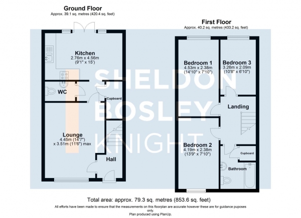 Floor Plan Image for 3 Bedroom End of Terrace House for Sale in Lodge Park Drive, Evesham