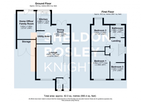 Floor Plan Image for 3 Bedroom Link Detached House for Sale in St. Johns Close, Evesham