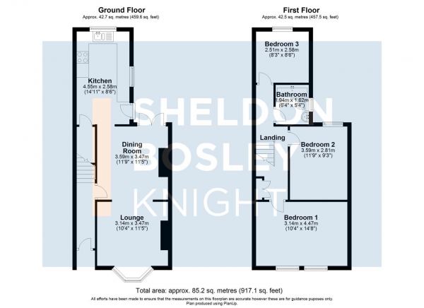 Floor Plan Image for 3 Bedroom Terraced House for Sale in Northwick Road, Evesham