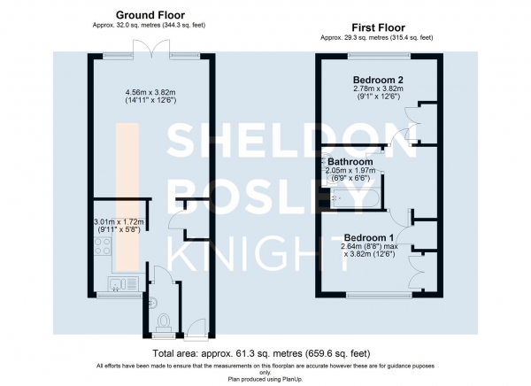 Floor Plan Image for 2 Bedroom End of Terrace House for Sale in Lunns Gardens, Evesham