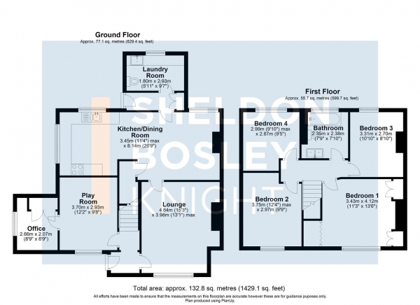 Floor Plan Image for 4 Bedroom Property for Sale in Bowers Hill, Badsey, Evesham