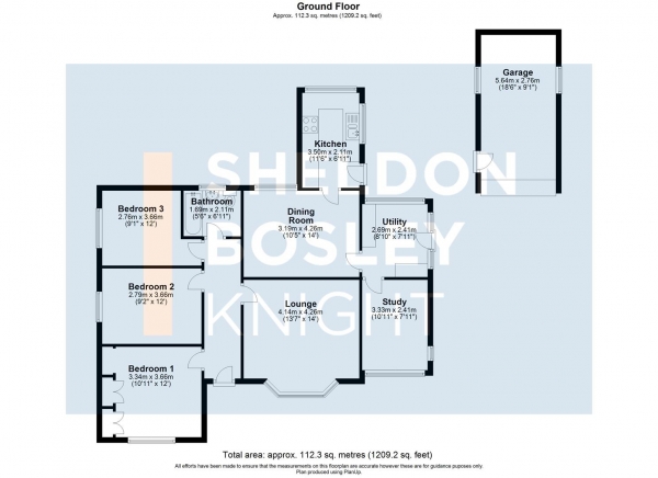 Floor Plan Image for 3 Bedroom Detached Bungalow for Sale in Shinehill Lane, South Littleton, Evesham