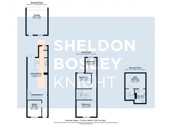 Floor Plan Image for 3 Bedroom Terraced House for Sale in Kings Road, Evesham