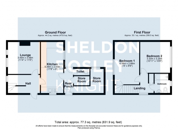 Floor Plan Image for 2 Bedroom End of Terrace House for Sale in Fairfield Road, Evesham