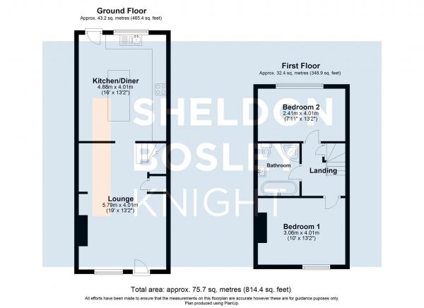 Floor Plan Image for 2 Bedroom Terraced House for Sale in The Leys, Evesham