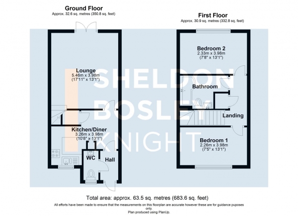 Floor Plan Image for 2 Bedroom Semi-Detached House for Sale in Old School Drive, Sedgeberrow, Evesham