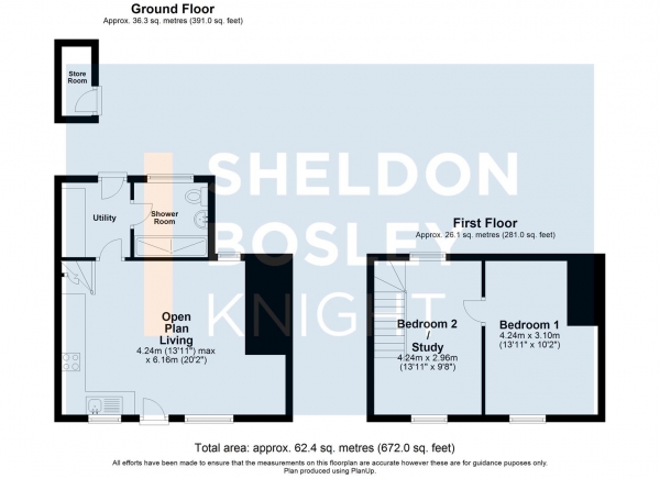 Floor Plan Image for 2 Bedroom Property for Sale in Shop Lane, Bretforton, Evesham