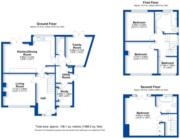 Floor Plan Image for 4 Bedroom Semi-Detached House for Sale in Brookfield Road, Cubbington, Leamington Spa