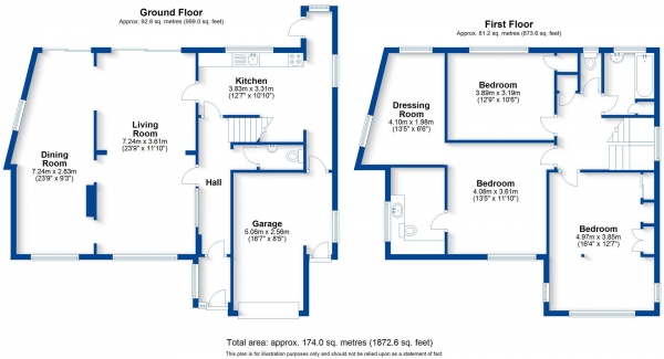 Floor Plan Image for 3 Bedroom Detached House for Sale in Kendal Avenue, Leamington Spa