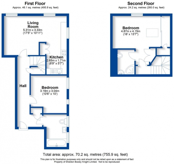 Floor Plan Image for 2 Bedroom Apartment for Sale in Lillington Road, Leamington Spa