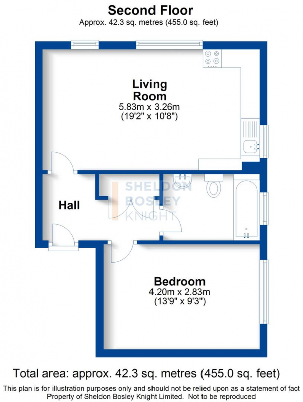 Floor Plan for 1 Bedroom Flat to Rent in Abbey End, Kenilworth, CV8, 1QH - £160 pw | £695 pcm