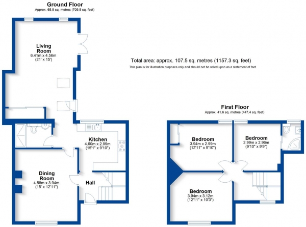 Floor Plan Image for 3 Bedroom Cottage for Sale in Park Cottages, Eathorpe, Leamington Spa