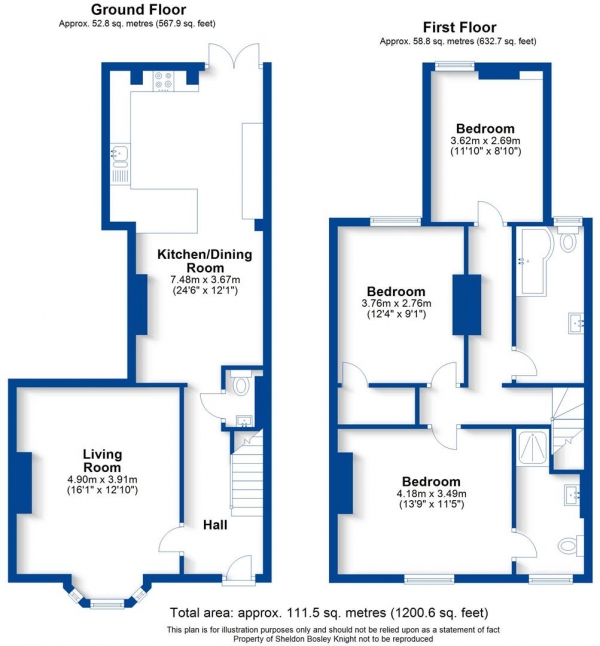 Floor Plan Image for 3 Bedroom Terraced House for Sale in Clarendon Street, Leamington Spa