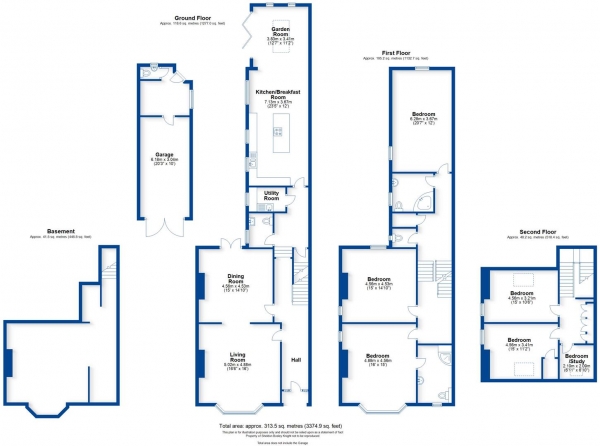 Floor Plan for 5 Bedroom Semi-Detached House for Sale in Avenue Road, Leamington Spa, CV31, 3PF - Guide Price &pound1,095,000