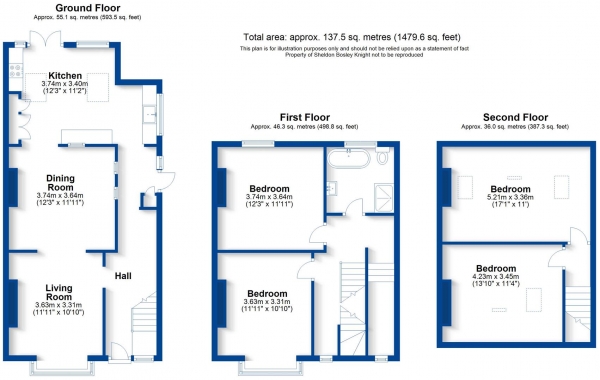 Floor Plan for 4 Bedroom Terraced House for Sale in Radford Road, Leamington Spa, CV31, 1LE - Guide Price &pound600,000