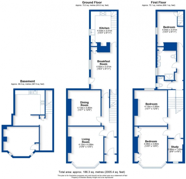 Floor Plan for 3 Bedroom End of Terrace House for Sale in Willes Road, Leamington Spa, CV32, 4PP - Guide Price &pound600,000